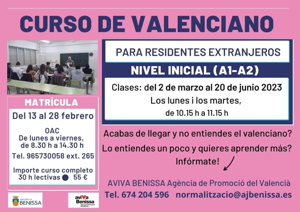 Curso de valenciano para residentes extranjeros nivel inicial A1-A2