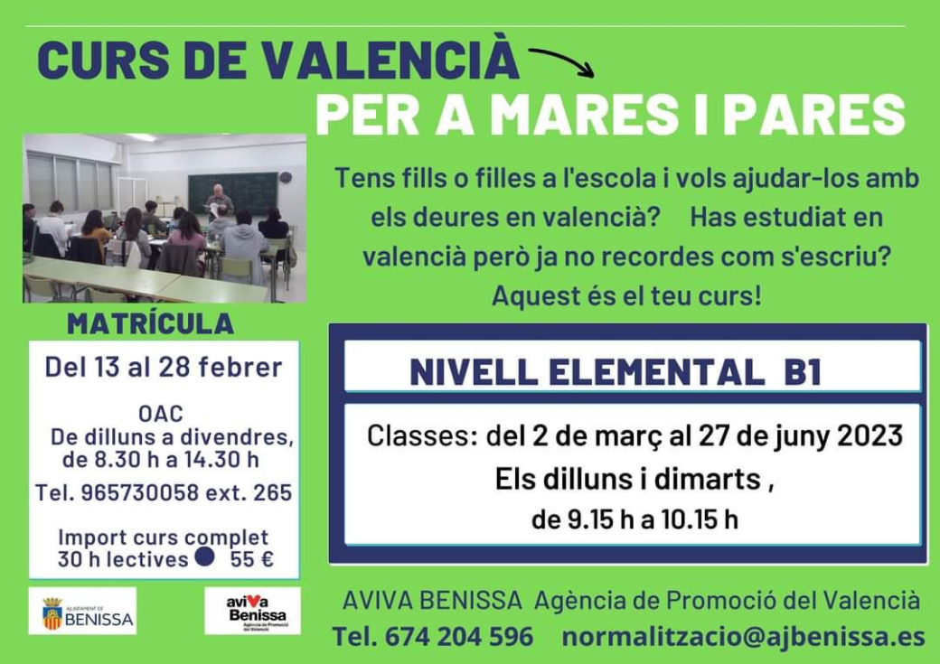 Curs de Valencià per a mares i pares en Benissa
