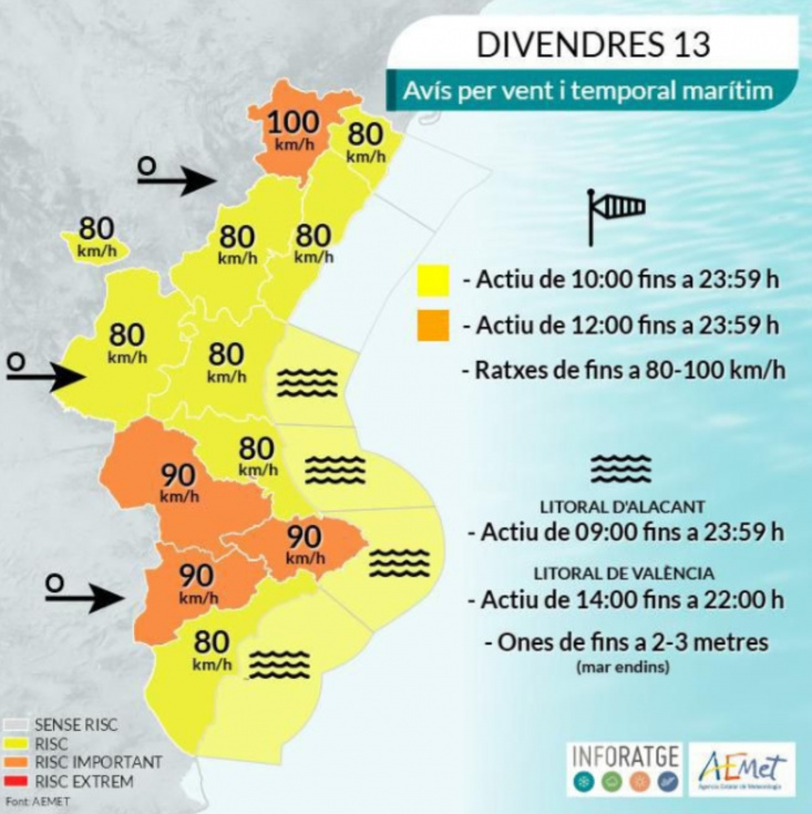 Benissa activa medidas preventivas ante la alerta naranja por viento