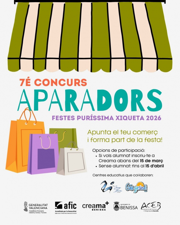 Benissa convoca el VII Concurso de Escaparates con motivo de las fiestas de la Puríssima Xiqueta 2026