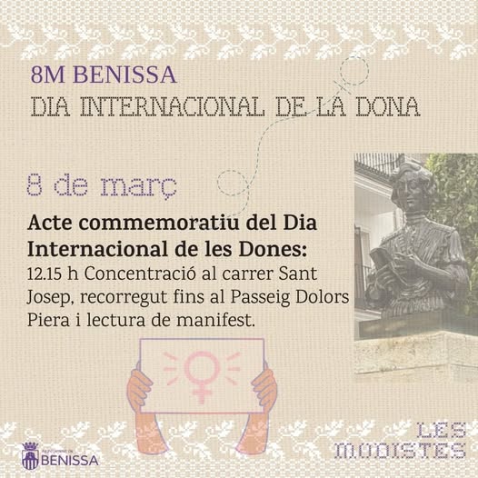 Benissa conmemora el 8M con una programación cultural, deportiva y divulgativa durante todo el mes de marzo