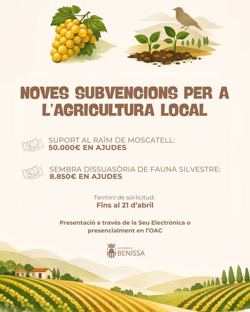Benissa lanza nuevas ayudas para impulsar la agricultura local