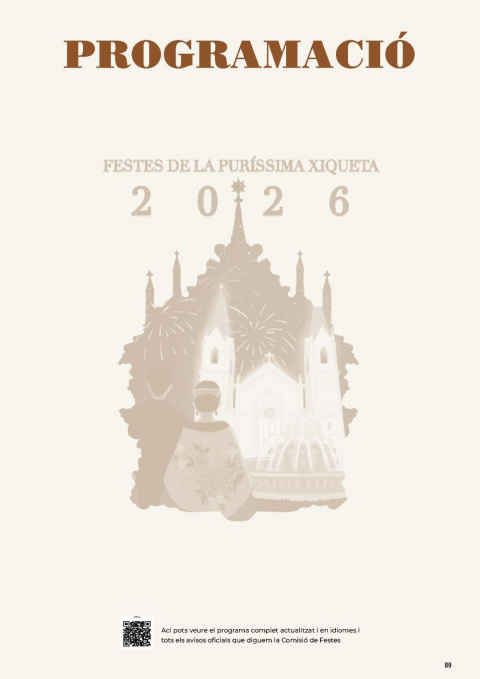 Programaci&oacute;n de fiestas de la Pur&iacute;ssima Xiqueta Benissa 2026