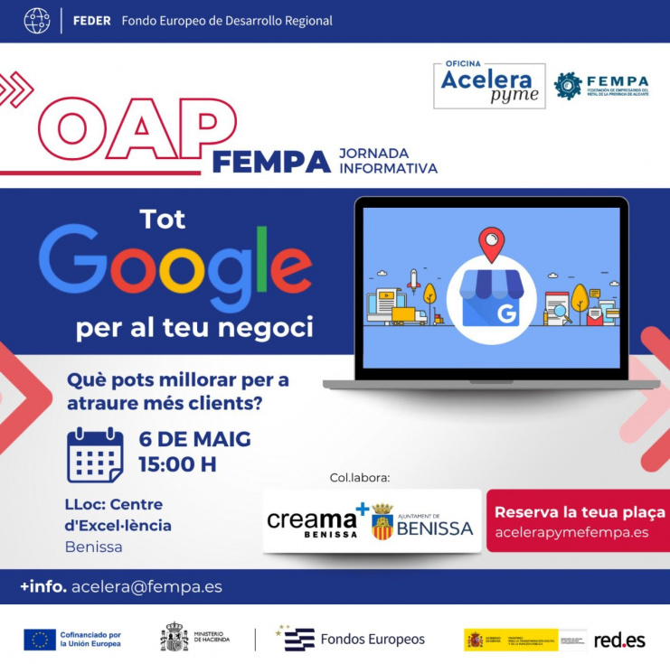 Benissa acoge una jornada para mejorar la visibilidad de los negocios en Google con cierre de inscripciones hoy martes