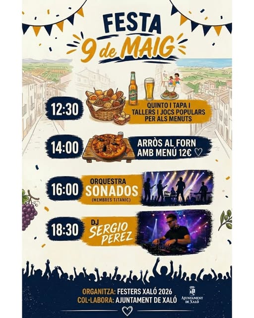 Xaló celebrará este sábado la Festa 9 de Maig con gastronomía, música y actividades para todos los públicos