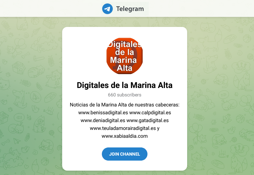 Suscríbete al canal de Telegram de Benissadigital.es