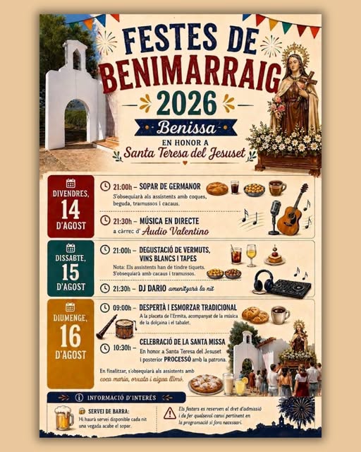 Programación de fiestas de la partida Benimarraig de Benissa 2026