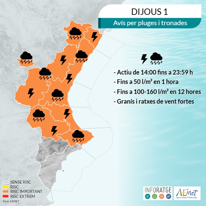 Benissa, en alerta naranja este jueves por lluvias intensas y tormentas