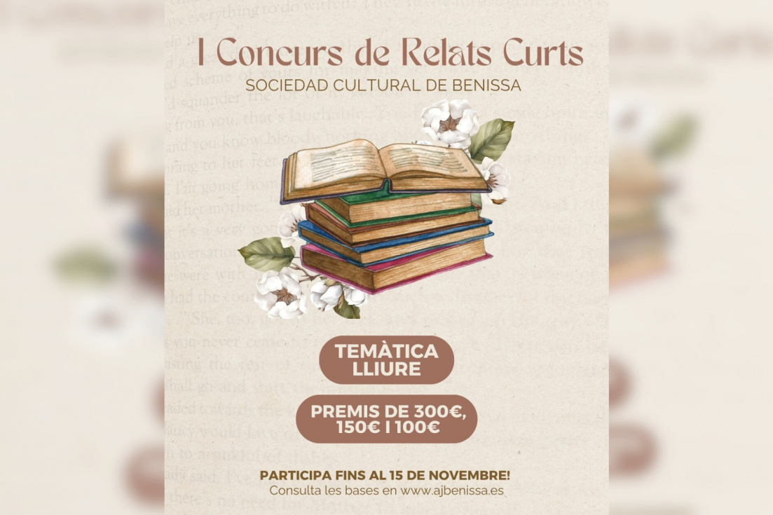 La Sociedad Cultural de Benissa convoca su primer concurso de relatos cortos con premios de hasta 300 euros