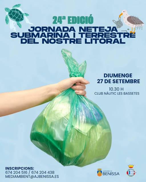 Benissa convoca la XXIV Jornada de Limpieza Submarina y Terrestre para cuidar su litoral