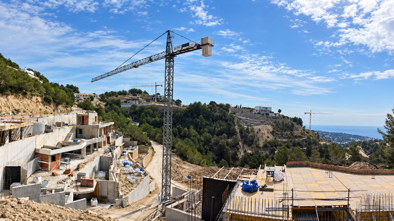 Obras de construcci&oacute;n en la zona costera de Benissa. Imagen de archivo